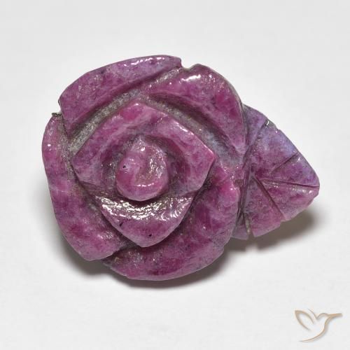 16.73ct Naturale Medium Dark-Purple Rubino-Zoisite, Taglio a fiore, Opaco