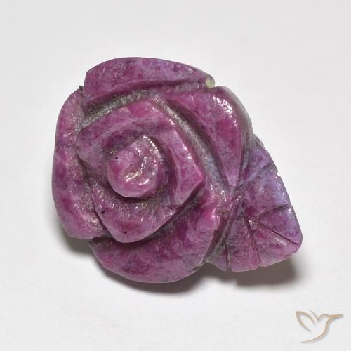 Rubino-Zoisite Medium Dark-Purple naturale da 16.73 ct, Taglio a fiore, Opaco
