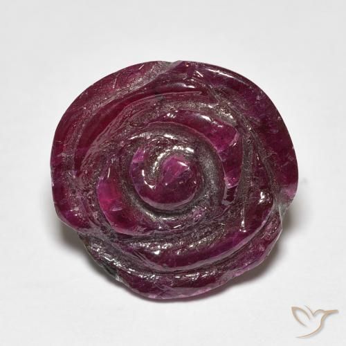 16.77ct Naturale Medium Dark-Purple Rubino-Zoisite, Taglio a fiore, Opaco
