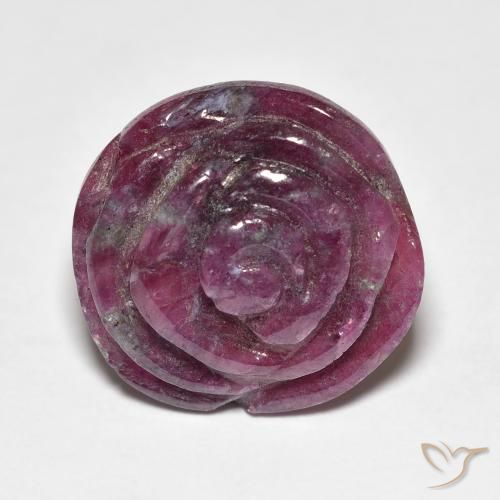 16.09ct Naturale Viola rossastro Rubino-Zoisite, Taglio a fiore, Opaco