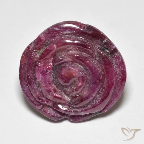 23.98ct Naturale Medium Dark-Purple Rubino-Zoisite, Taglio a fiore, Opaco