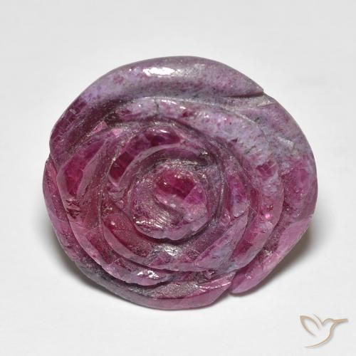 25.96ct Naturale Viola rossastro Rubino-Zoisite, Taglio a fiore, Opaco
