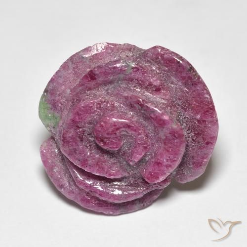 19.49ct Naturale Viola rossastro Rubino-Zoisite, Taglio a fiore, Opaco