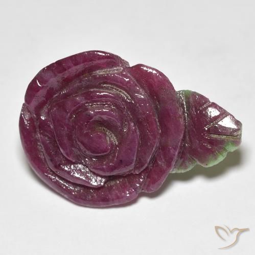 16.95ct Naturale Multicolore Rubino-Zoisite, Taglio a fiore, Opaco