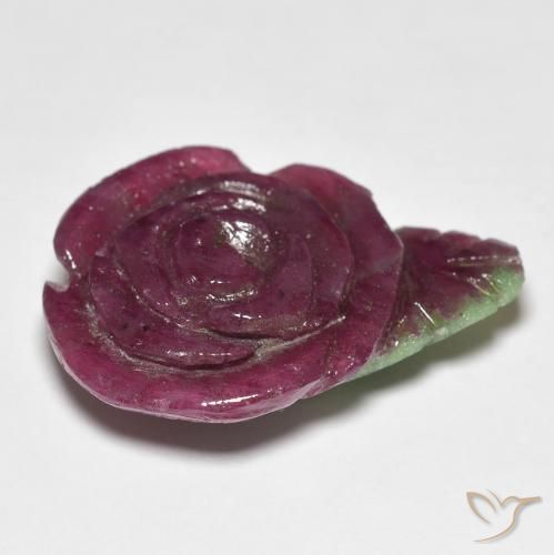 Rubino-Zoisite Multicolore naturale da 16.95 ct, Taglio a fiore, Opaco