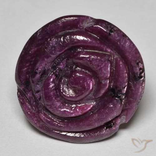 25.68ct Naturale Prugna Viola Rubino-Zoisite, Taglio a fiore, Opaco