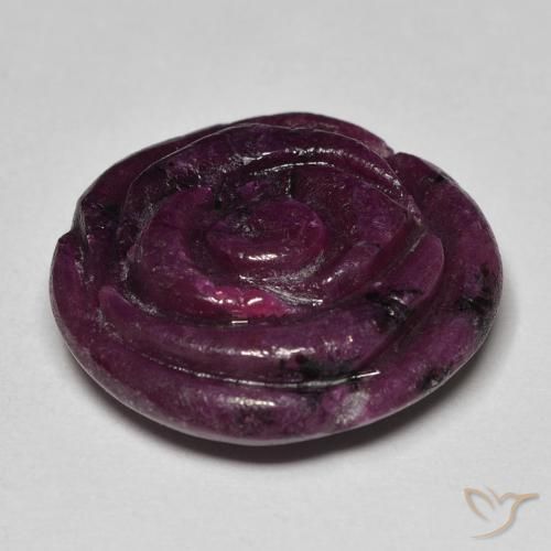 Rubino-Zoisite Prugna Viola naturale da 25.68 ct, Taglio a fiore, Opaco