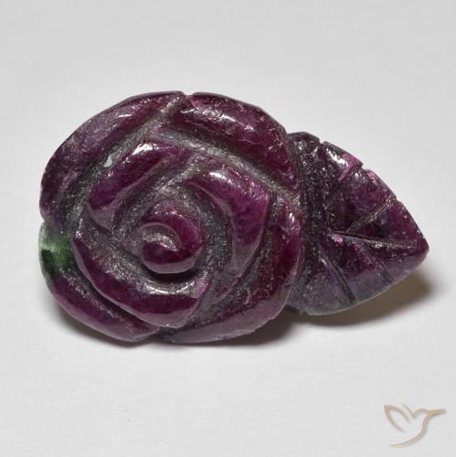 18.51ct Naturale Multicolore Rubino-Zoisite, Taglio a fiore, Opaco
