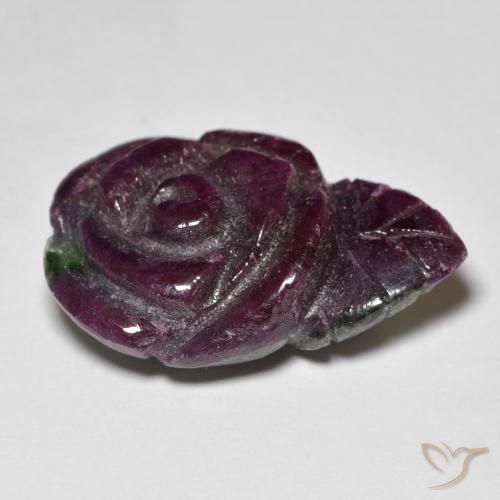 Rubino-Zoisite Multicolore naturale da 18.51 ct, Taglio a fiore, Opaco