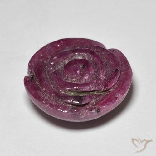 Rubino-Zoisite Viola rossastro naturale da 12.14 ct, Taglio a fiore, Opaco