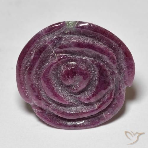 18.70ct Naturale Prugna Viola Rubino-Zoisite, Taglio a fiore, Opaco