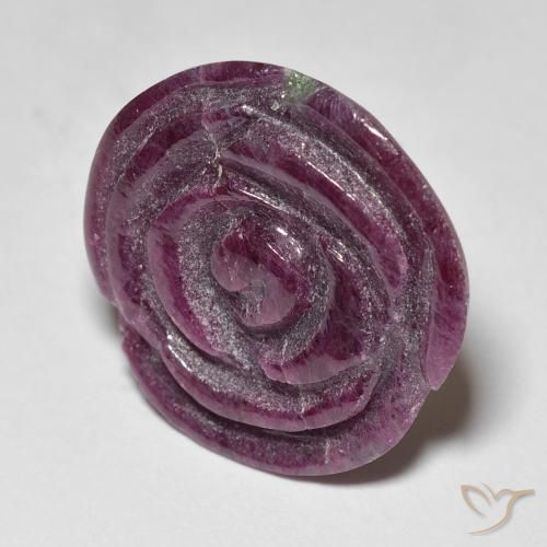 Rubino-Zoisite Prugna Viola naturale da 18.70 ct, Taglio a fiore, Opaco