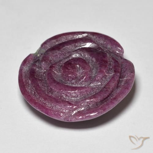 Rubino-Zoisite Prugna Viola naturale da 18.70 ct, Taglio a fiore, Opaco