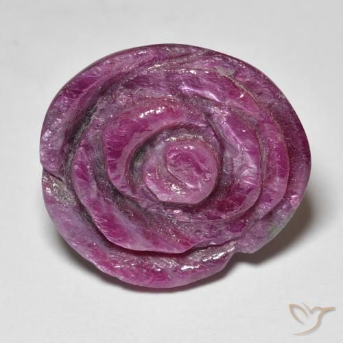 20.63ct Naturale Prugna Viola Rubino-Zoisite, Taglio a fiore, Opaco