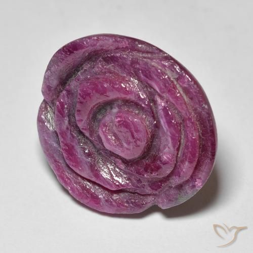 Rubino-Zoisite Prugna Viola naturale da 20.63 ct, Taglio a fiore, Opaco