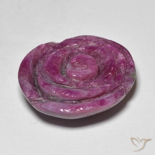 Rubino-Zoisite Prugna Viola naturale da 20.63 ct, Taglio a fiore, Opaco