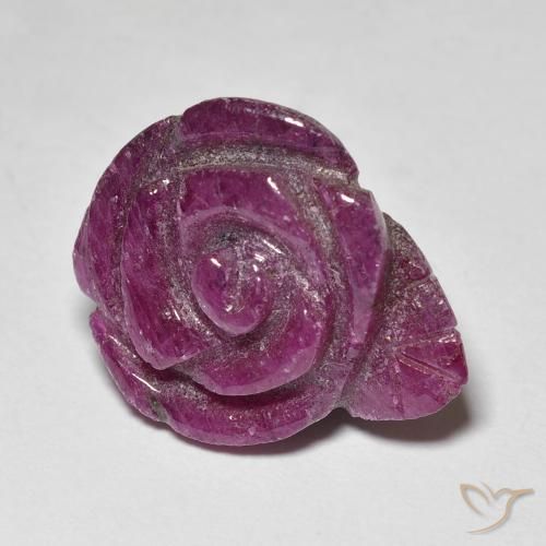 Rubino-Zoisite Prugna Viola naturale da 20.39 ct, Taglio a fiore, Opaco