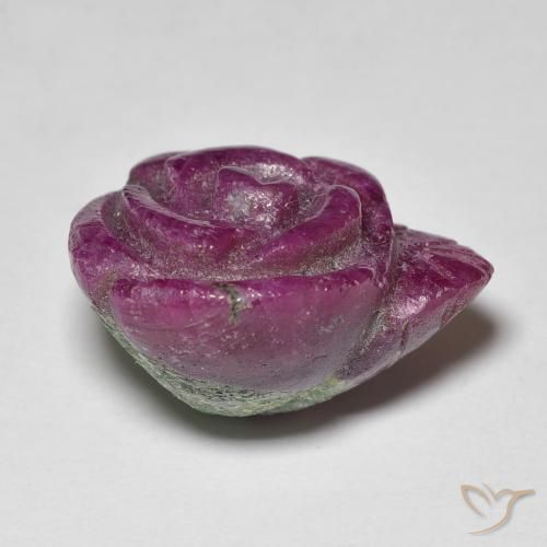 Rubino-Zoisite Prugna Viola naturale da 20.39 ct, Taglio a fiore, Opaco