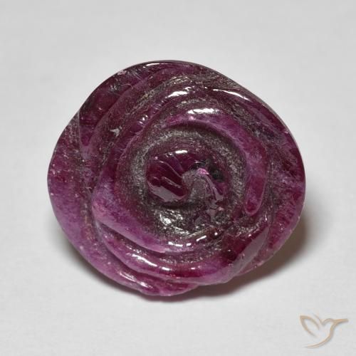 10.16ct Naturale Medium Dark-Purple Rubino-Zoisite, Taglio a fiore, Opaco