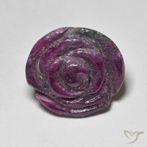 19.53ct Naturale Viola medio Rubino-Zoisite, Taglio a fiore, Opaco