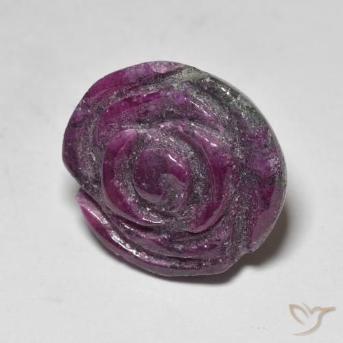 Rubino-Zoisite Viola medio naturale da 19.53 ct, Taglio a fiore, Opaco