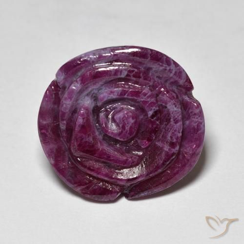14.65ct Naturale sangria viola Rubino-Zoisite, Taglio a fiore, Opaco