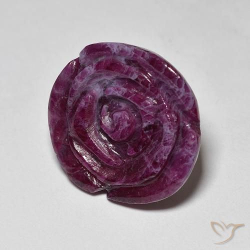 Rubino-Zoisite sangria viola naturale da 14.65 ct, Taglio a fiore, Opaco