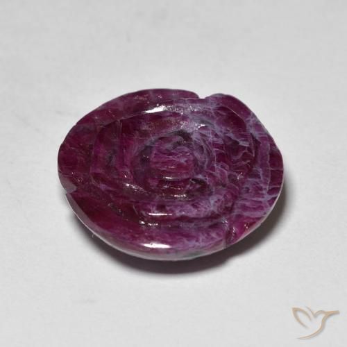 Rubino-Zoisite sangria viola naturale da 14.65 ct, Taglio a fiore, Opaco