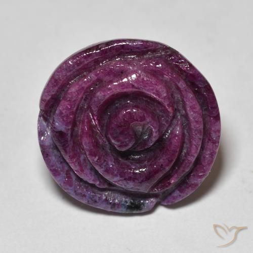 24.94ct Naturale Viola scuro Rubino-Zoisite, Taglio a fiore, Opaco