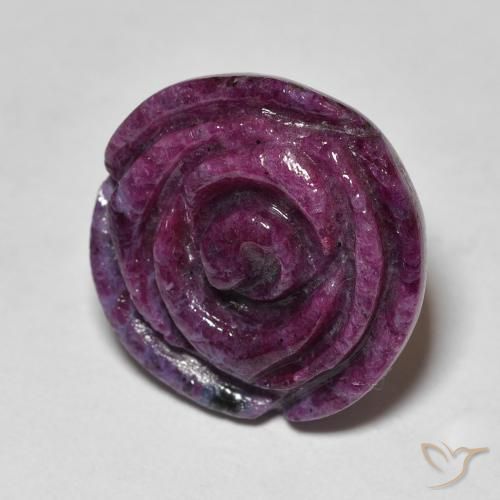 Rubino-Zoisite Viola scuro naturale da 24.94 ct, Taglio a fiore, Opaco