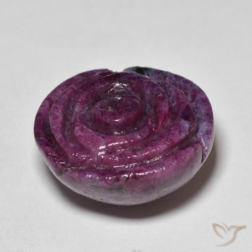 Rubino-Zoisite Viola scuro naturale da 24.94 ct, Taglio a fiore, Opaco