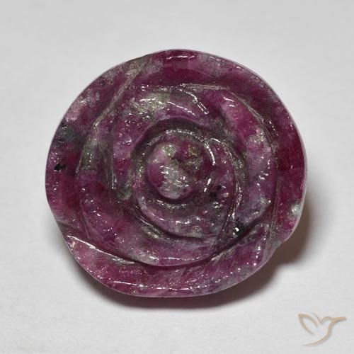 23.60ct Naturale Prugna Viola Rubino-Zoisite, Taglio a fiore, Opaco