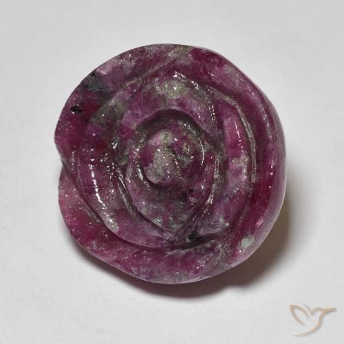 Rubino-Zoisite Prugna Viola naturale da 23.60 ct, Taglio a fiore, Opaco