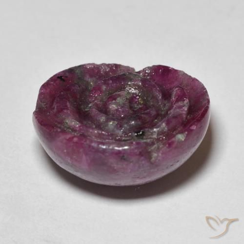 Rubino-Zoisite Prugna Viola naturale da 23.60 ct, Taglio a fiore, Opaco