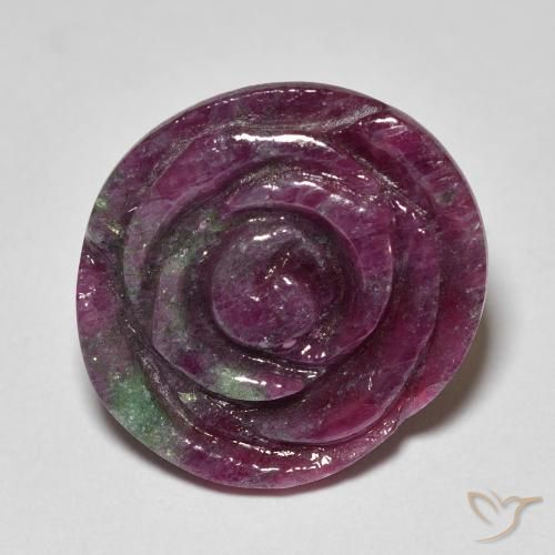 19.70ct Naturale Multicolore Rubino-Zoisite, Taglio a fiore, Opaco