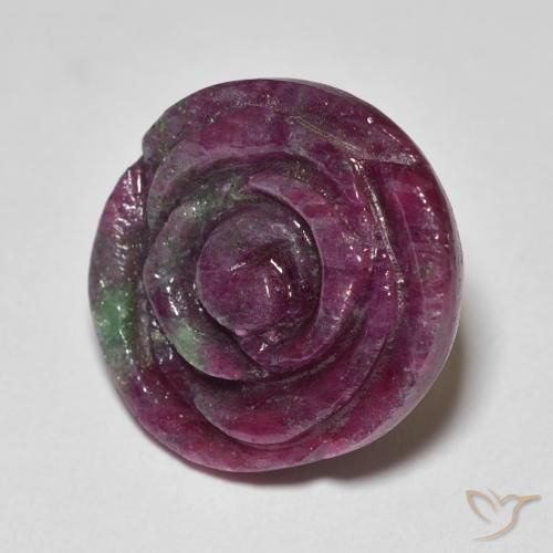 Rubino-Zoisite Multicolore naturale da 19.70 ct, Taglio a fiore, Opaco
