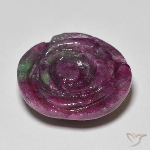 Rubino-Zoisite Multicolore naturale da 19.70 ct, Taglio a fiore, Opaco