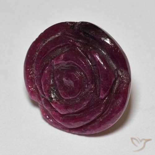 Rubino-Zoisite Rosso lampone naturale da 20.61 ct, Taglio a fiore, Opaco