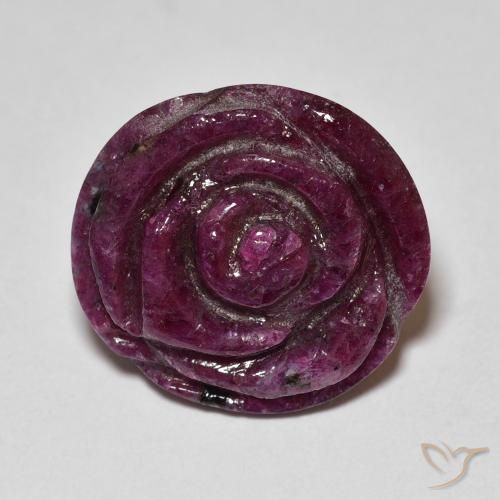 17.50ct Naturale Rosso lampone Rubino-Zoisite, Taglio a fiore, Opaco