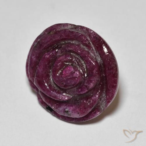 Rubino-Zoisite Rosso lampone naturale da 17.50 ct, Taglio a fiore, Opaco