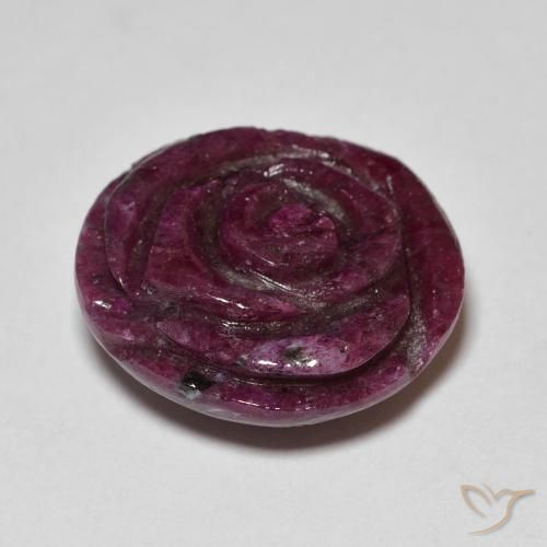 Rubino-Zoisite Rosso lampone naturale da 17.50 ct, Taglio a fiore, Opaco