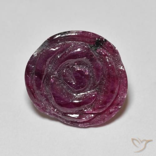 13.99ct Naturale Rosso lampone Rubino-Zoisite, Taglio a fiore, Opaco