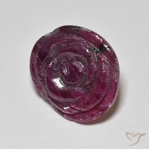 Rubino-Zoisite Rosso lampone naturale da 13.99 ct, Taglio a fiore, Opaco