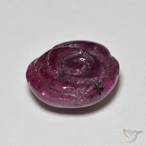 Rubino-Zoisite Rosso lampone naturale da 13.99 ct, Taglio a fiore, Opaco