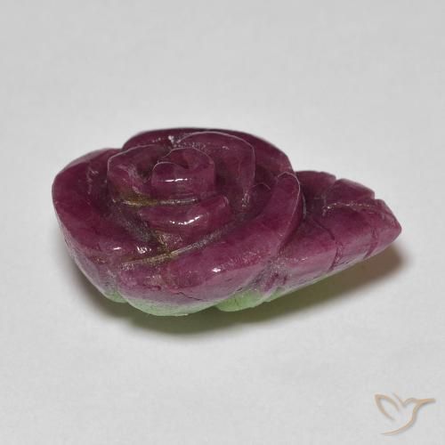 Rubino-Zoisite Multicolore naturale da 13.85 ct, Taglio a fiore, Opaco