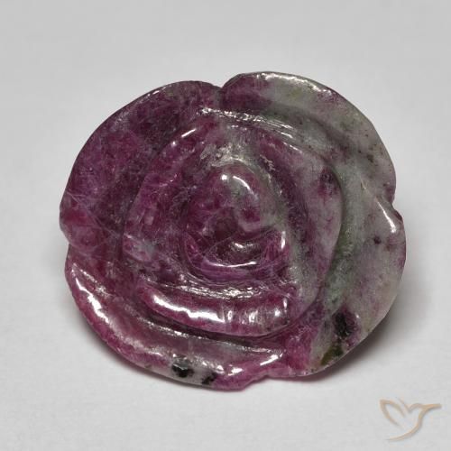17.36ct Naturale Multicolore Rubino-Zoisite, Taglio a fiore, Opaco