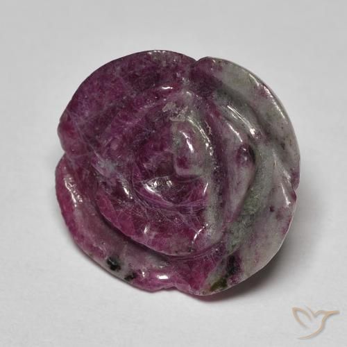 Rubino-Zoisite Multicolore naturale da 17.36 ct, Taglio a fiore, Opaco