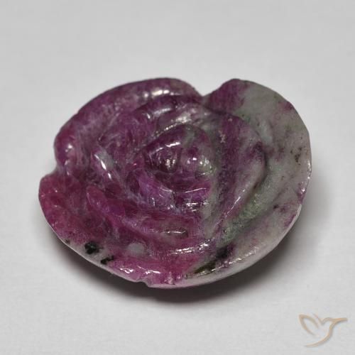 Rubino-Zoisite Multicolore naturale da 17.36 ct, Taglio a fiore, Opaco