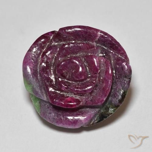 21.89ct Naturale Multicolore Rubino-Zoisite, Taglio a fiore, Opaco