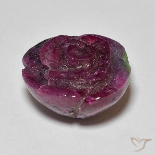 Rubino-Zoisite Multicolore naturale da 21.89 ct, Taglio a fiore, Opaco